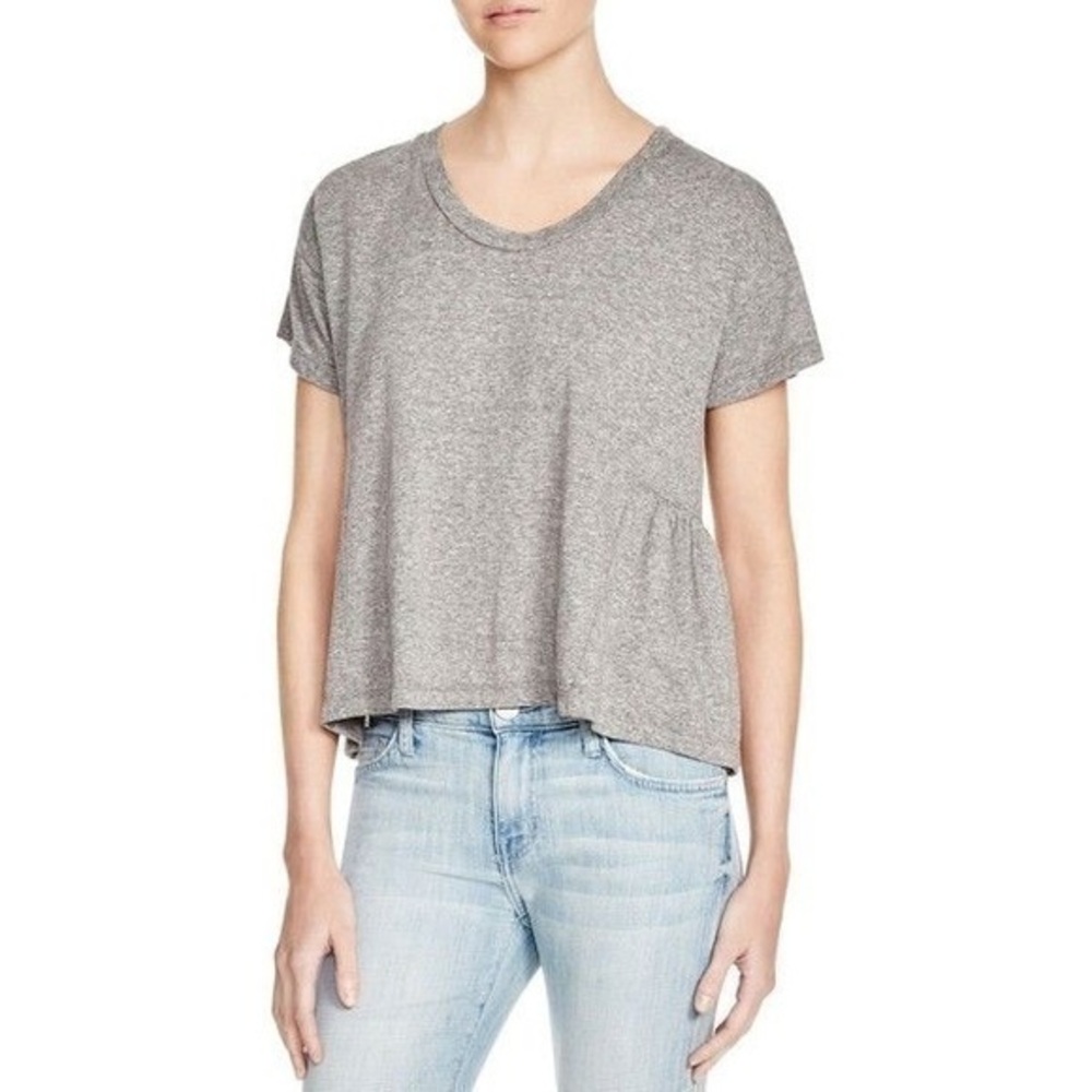 Current/Elliott girlfriend gray ruffle T-shirt